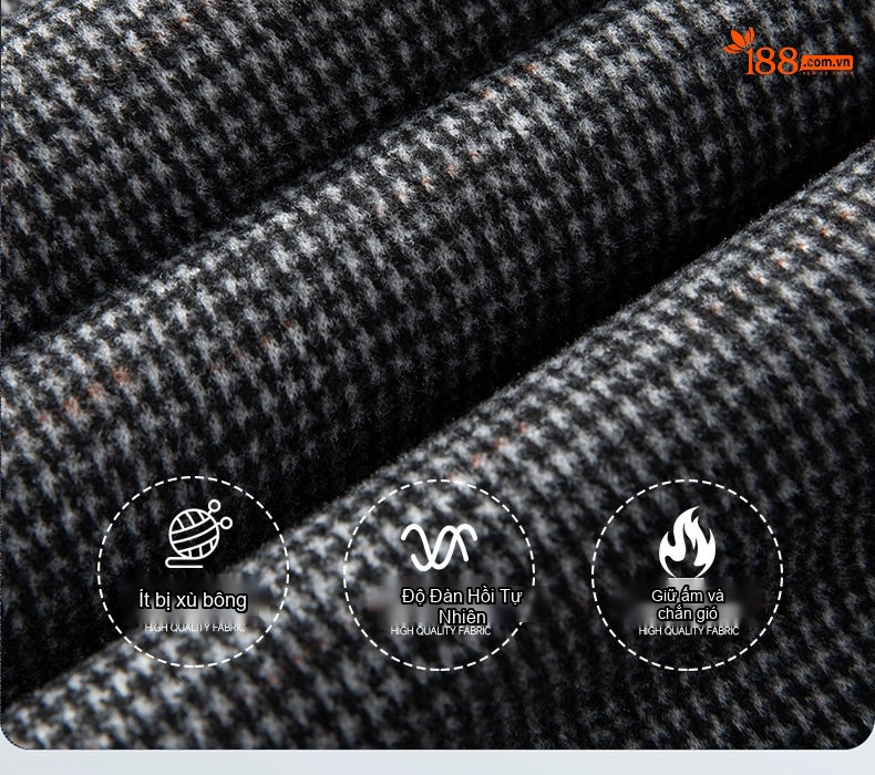 Áo Vest Blazer Nam Họa Tiết Chân Chim Co Giãn Chống Nhăn Dáng Ôm Vừa Vặn Màu Xám chi tiết 6
