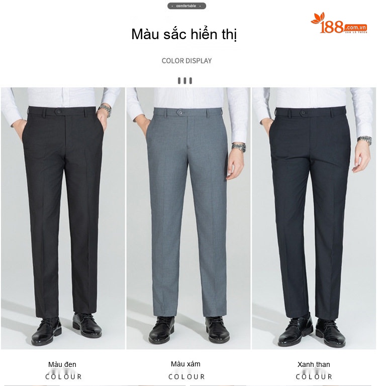 Quần Tây Nam Dáng Slimfit Vải Cotton Chống Nhăn Màu Đen, Xám chi tiết 13