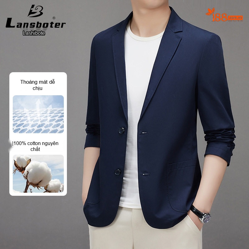 Áo Vest Nam Cotton Kiểu Hàn Quốc Dáng Ôm Màu Trắng Kem, Xanh Navy, Xanh Rêu