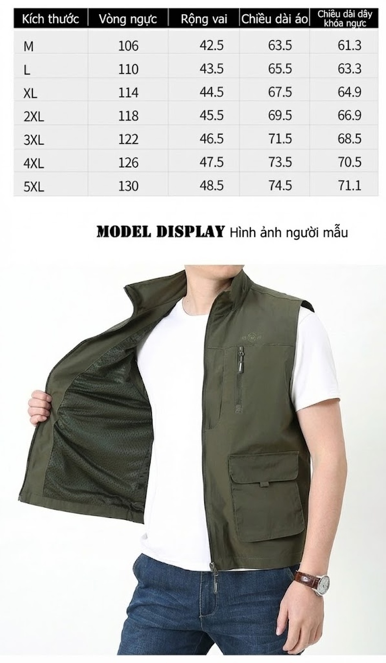 Áo Gile Nam Mùa Thu Đông Phong Cách Thể Thao Thoải Mái Size Lớn chi tiết 4