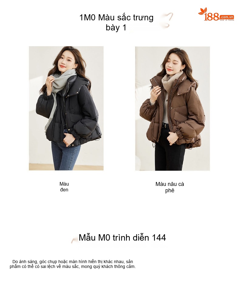Áo Phao Nữ Ngắn Tay Phồng 90% Lông Vịt Trắng Dáng Hàn Quốc Giữ Ấm Màu Nâu, Đen, Xanh Bạc Hà chi tiết 12
