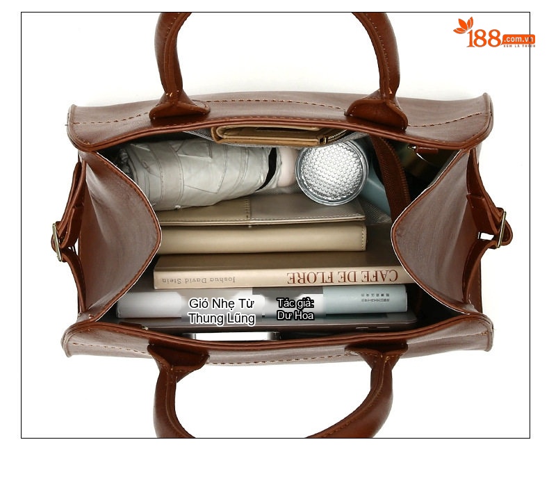 Set Túi Xách Nữ 3 Món Da Bóng Phong Cách Thanh Lịch Màu Đen, Nâu, Đỏ, Nâu Đậm chi tiết 24