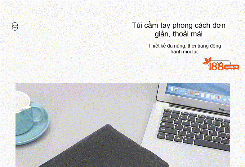 Ví Cầm Tay Nam Da Bò Thật Phong Cách Doanh Nhân Thời Trang Màu Đen chi tiết 1