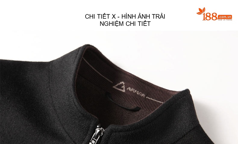 Áo Khoác Nam Dệt Kim Lông Cừu Có Khóa Kéo Cổ Trụ Phong Cách Doanh Nhân Màu Đen, Nâu chi tiết 13