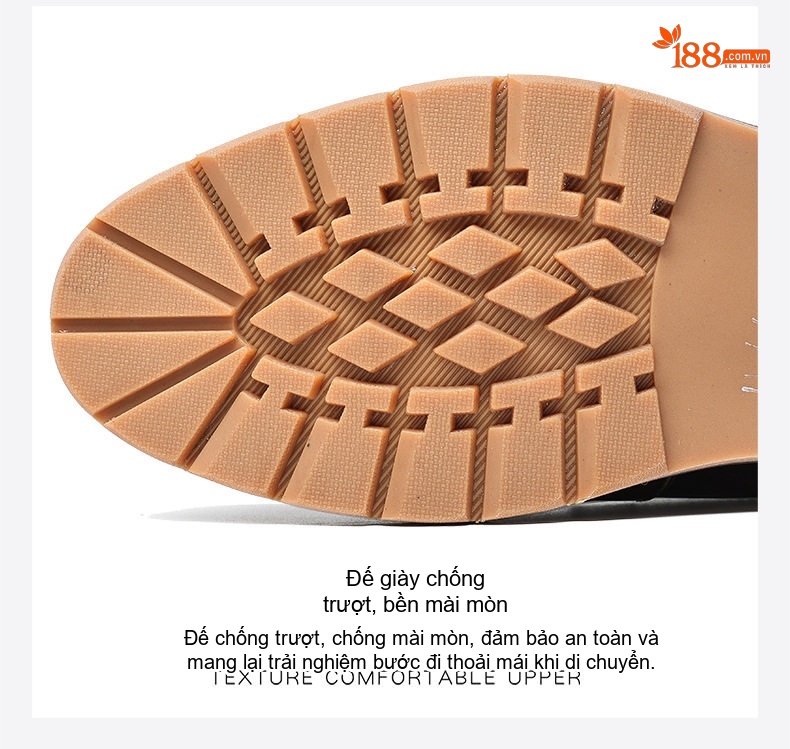 Giày Tây Buộc Dây Nam Da Bò Chiều Cao Đế Khoảng 3cm Màu Nâu Đậm, Đen chi tiết 16