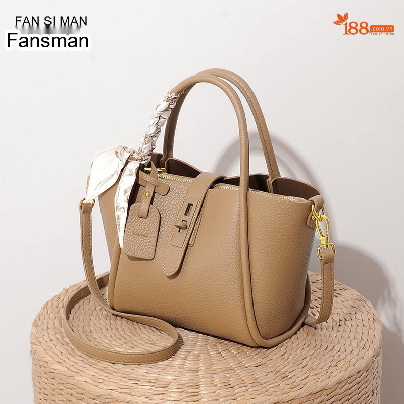 Túi Xách Nữ Đeo Vai/Đeo Chéo Kiểu Dáng Basket Bag Da Mờ Màu Nâu