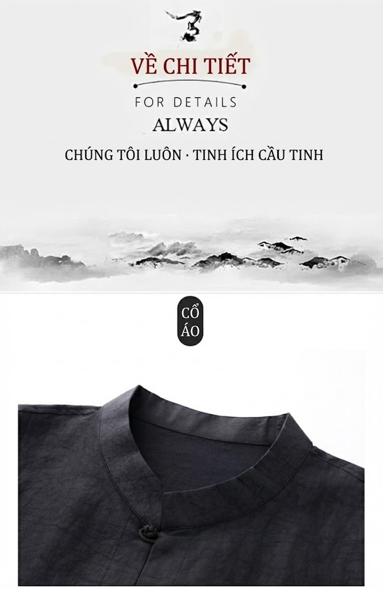 Áo Thun Tay Ngắn Nam Hương Vân Sa Lụa Tằm Trung Quốc Phong Cách Đường Trang chi tiết 5
