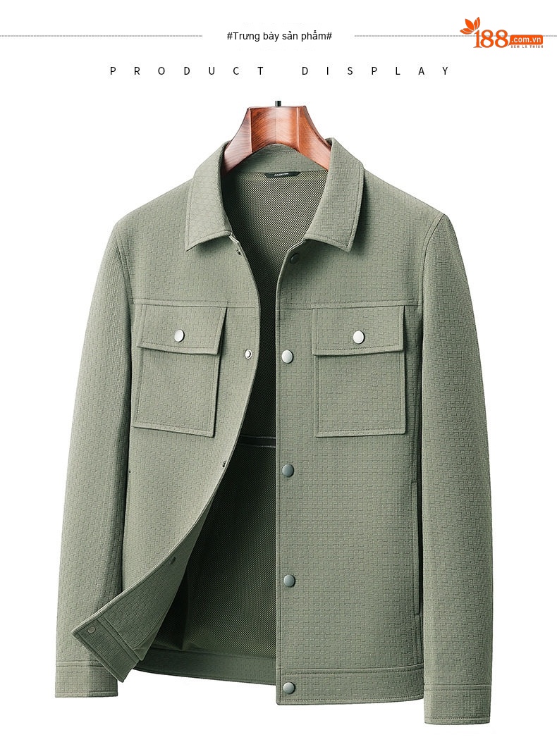 Áo Khoác Giữ Ấm Nam Cổ Bẻ Dáng Bomber Phong Cách Công Sở Màu Xanh, Trắng, Đen chi tiết 29