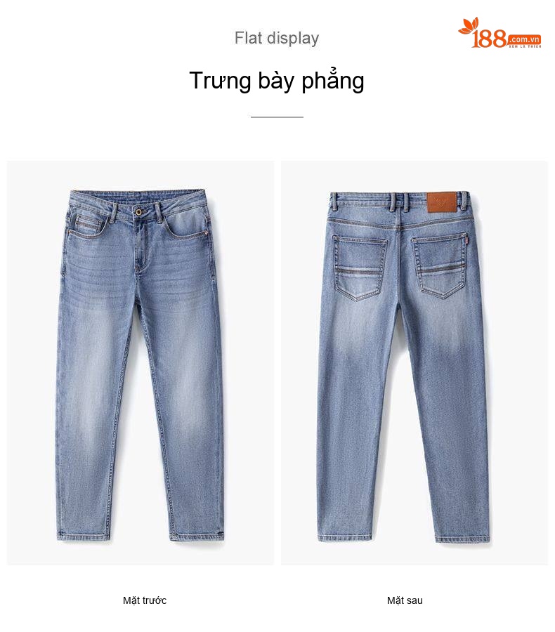 Quần Jean Nam Ống Đứng Lụa Lyocell Gai Dáng Suông Dài 9 Tấc Màu Xanh Lam, Đen chi tiết 6