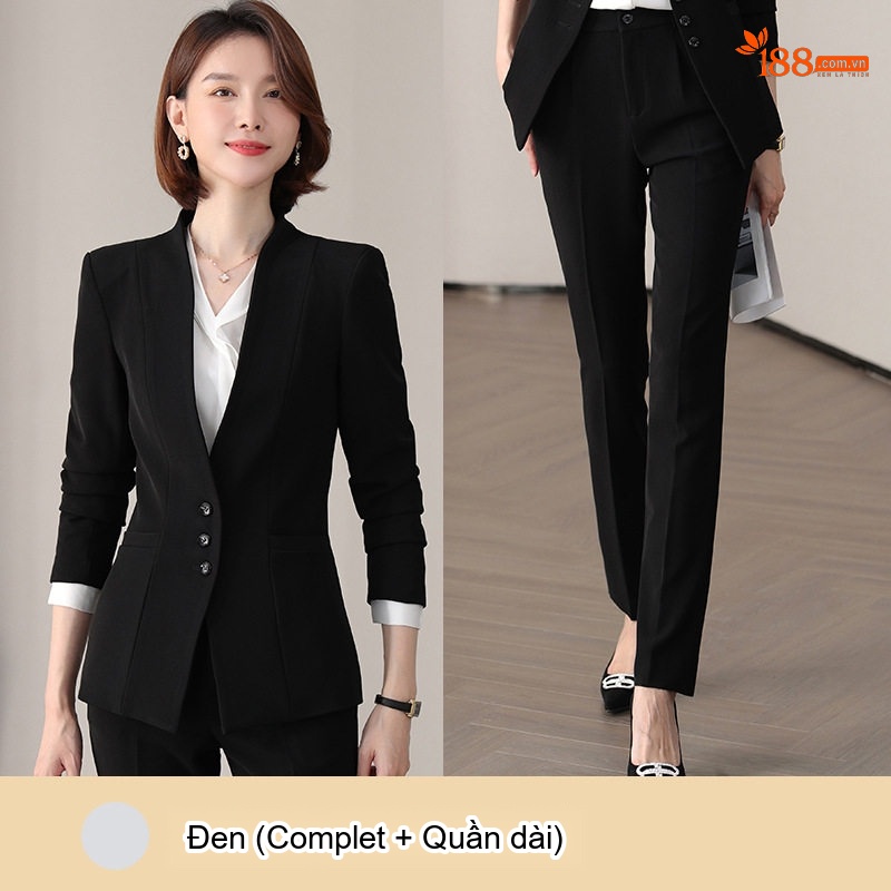 Áo Vest Nữ Tay Dài Công Sở Phong Cách Hàn Quốc Màu Xám, Đen