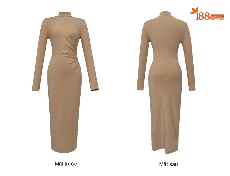 Đầm Dài Nữ Ôm Body Dệt Kim Co Giãn Lót Lông Giữ Nhiệt Màu Đen, Nâu, Tím, Be... chi tiết 13