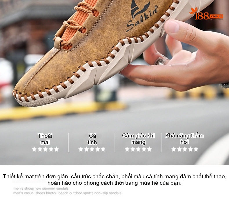 Giày Mọi Nam Da Mờ Kiểu Dáng Lười Buộc Dây Thủ Công Chiều Cao Đế Khoảng 3cm Màu Nâu, Đen, Xanh Lá... chi tiết 2