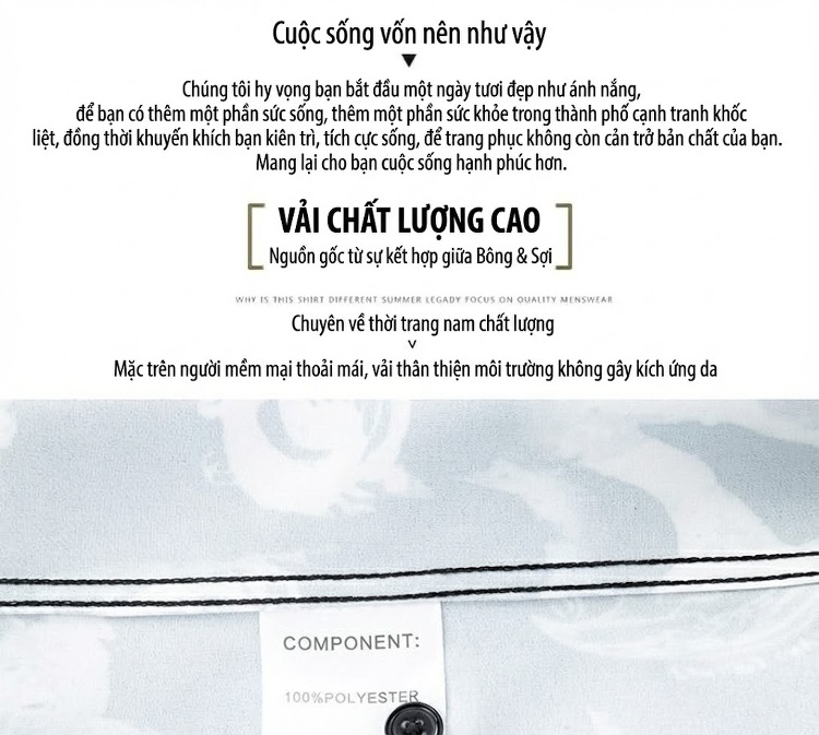 Áo Sơ Mi Nam Tay Dài Họa Tiết Hình Học Thời Trang, Chống Nhăn Màu Đen, Xanh chi tiết 3