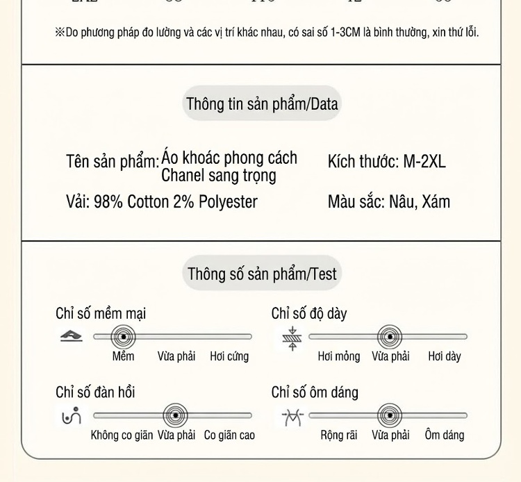 Áo Khoác Lửng Nữ Phong Cách Tiểu Thư Chất Liệu Mao Nỉ Tay Lật Cổ Tròn Màu Xám, Nâu chi tiết 2