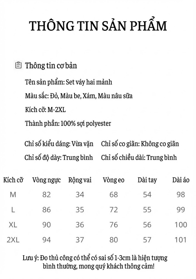 Set Áo Gile Lông Cừu Non Cổ chữ V Đính Cúc và Đầm Dệt Kim Liền Thân Nữ Màu Be, Xám, Nâu, Đỏ... chi tiết 5