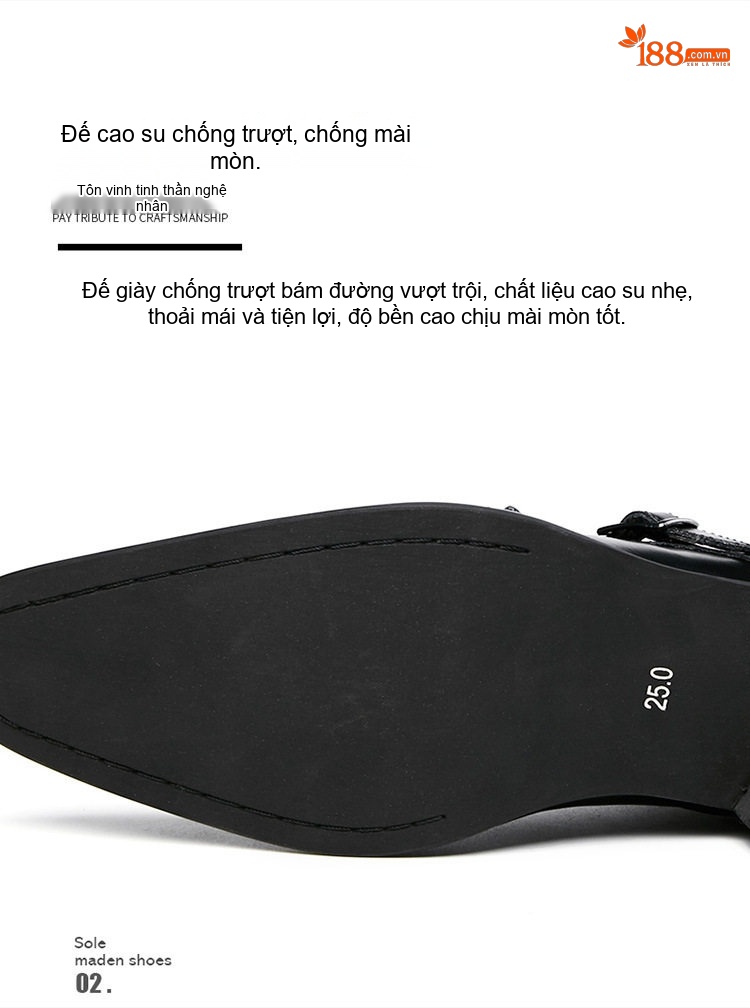 Giày Tây Monk Strap Nam Da Thật Chiều Cao Đế Khoảng 3cm Màu Đen, Nâu chi tiết 4