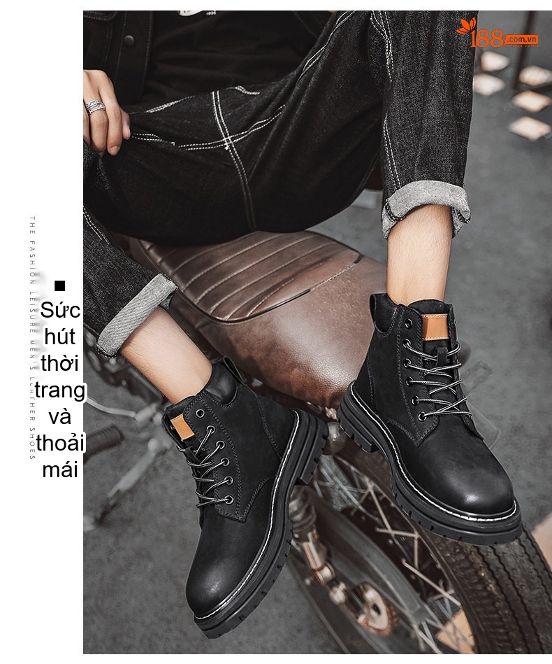 Giày Boot Martin Nam Da Mờ Cao Cổ Tăng Chiều Cao Đế Khoảng 4cm chi tiết 19