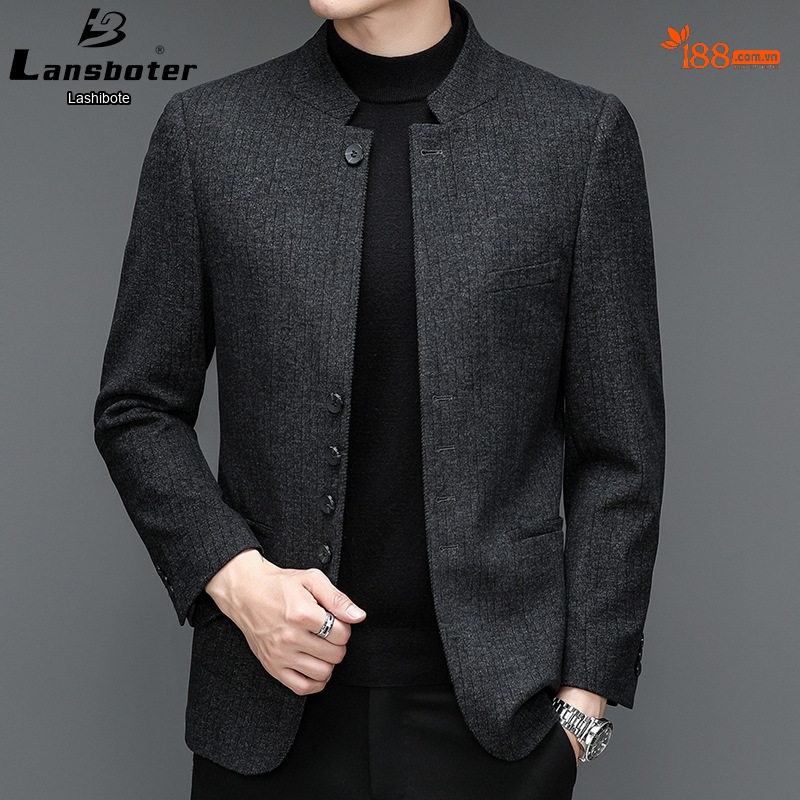Áo Vest Nam Tiết Kế Jacquard Vải Lông Mỏng Phong Cách Hàn Quốc Màu Xám chi tiết 14