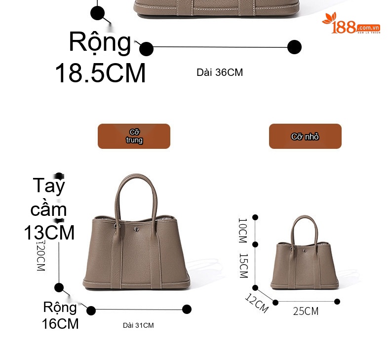 Túi Tote Da Bò Nữ Cao Cấp, Túi Xách Tay Nữ Da Thật Sức Chứa Lớn Màu Xám chi tiết 28