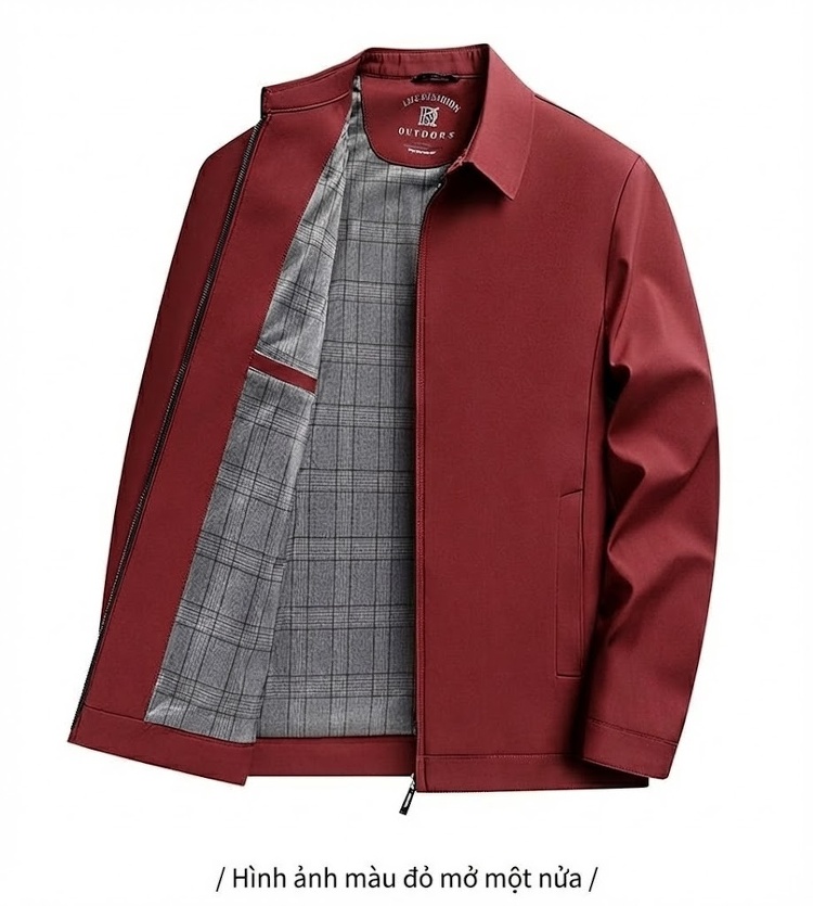 Áo Khoác Bomber Nam Cổ Bẻ Mỏng Phong Cách Công Sở Màu Xanh Navy, Xám, Đỏ chi tiết 18