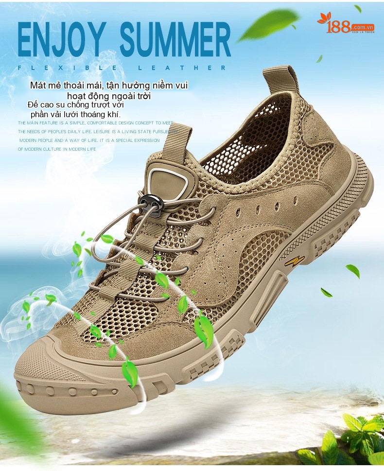 Sandal Nam Dây Rút Thể Thao Outdoor Thoáng Khí, Chống Nước, Nhanh Khô, Chống Mài Mòn, Chiều Cao Đế Khoảng 3cm Màu Be, Xám chi tiết 2