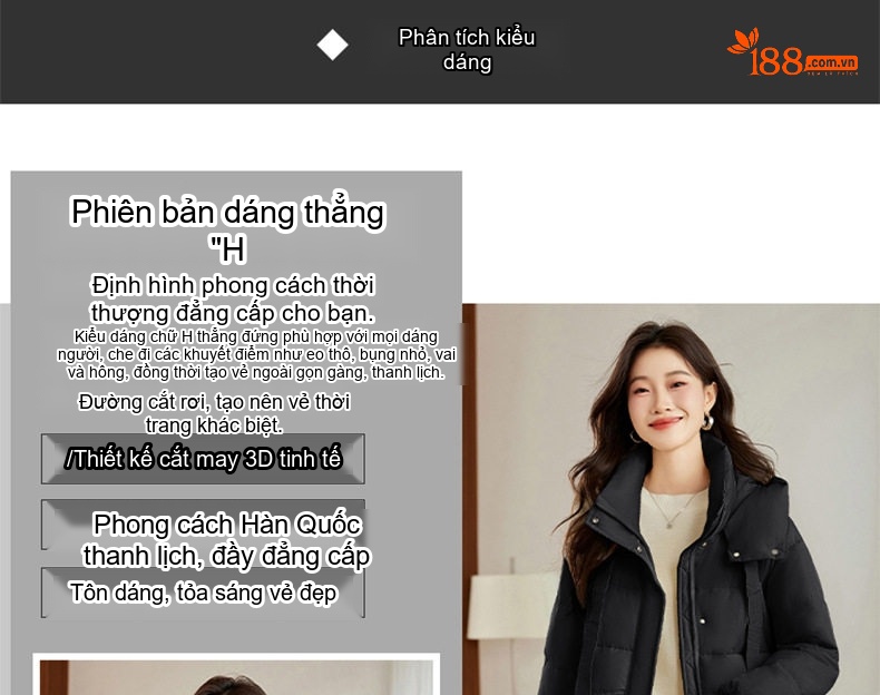 Áo Phao Nữ Dáng Dài Vừa Người Thời Trang Cao Cấp Giữ Ấm Lót Lông Vũ Trắng Màu Be, Đen, Hồng chi tiết 6