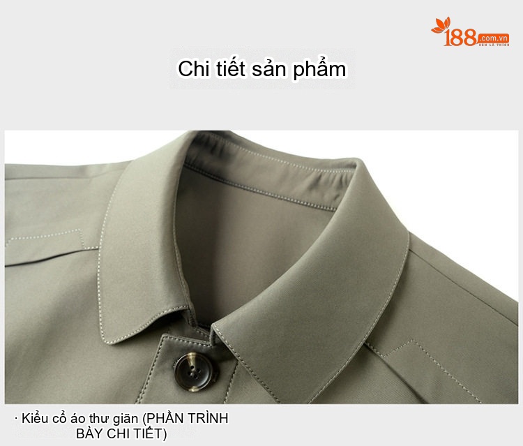 Áo Khoác Gió Nam Trung Niên Dáng Dài Vừa Cổ Bẻ Màu Đen, Xám, Xanh Navy chi tiết 29