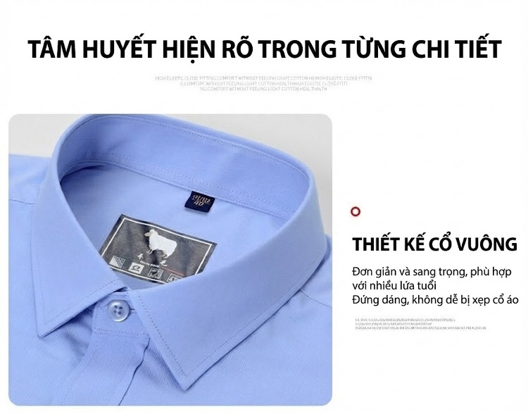 Áo Sơ Mi Nam Lót Lông Cừu Giữ Nhiệt Dài Tay Màu Trắng, Xanh Dương, Tím chi tiết 6
