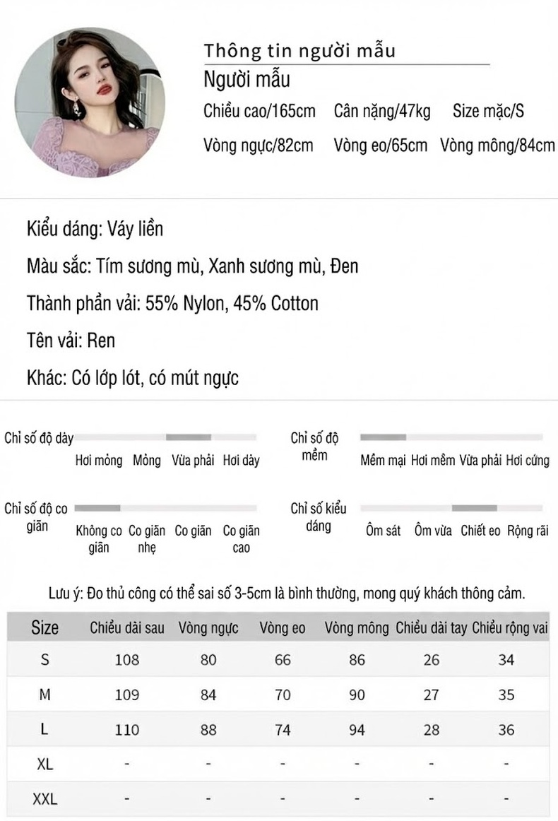 Váy Ôm Body Ren Ngắn Tay Thiết Kế Sang Trọng Màu Tím, Đen, Xanh chi tiết 2