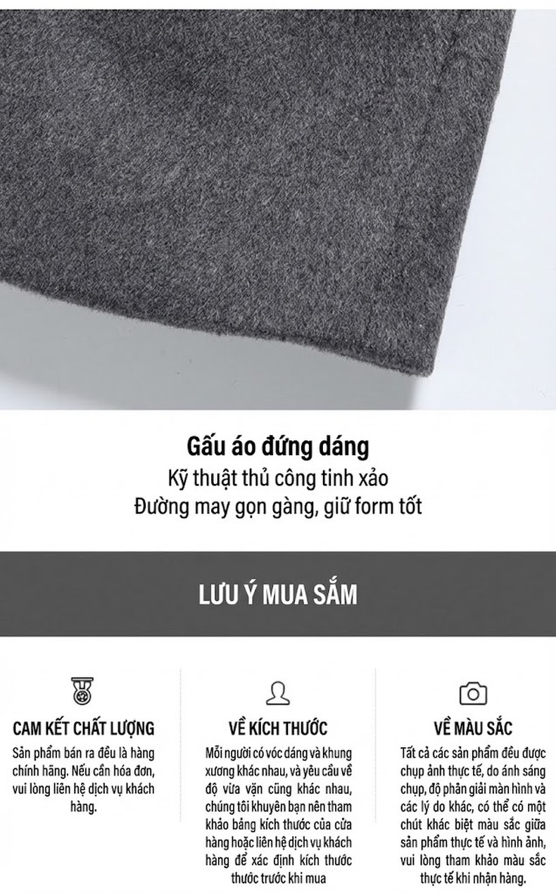 Áo Khoác Dạ Nam Lót Lông Vũ Tháo Rời Dáng Ôm Vừa Màu Xám, Nâu, Đen chi tiết 44