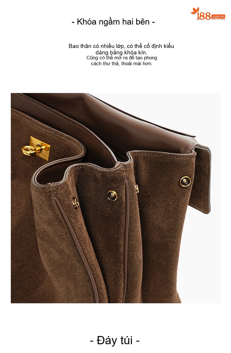 Túi Rodeo Nữ Da Bò Mờ Kelly Tote Bag Dung Tích Lớn Đeo Vai Xách Tay chi tiết 21