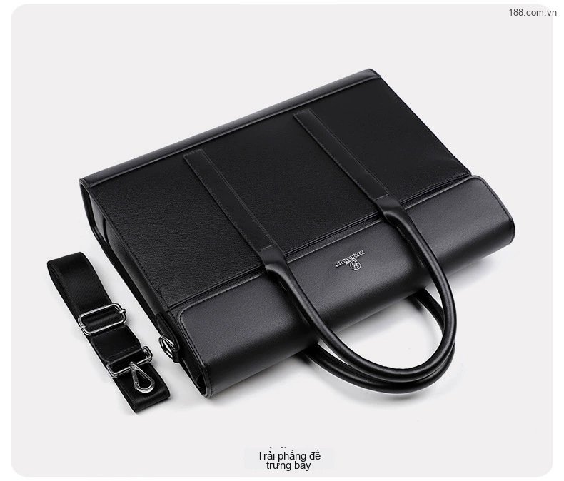 Túi Xách Tay Nam Công Sở Da Mềm Đựng Laptop Cỡ Lớn Màu Đen, Nâu chi tiết 28