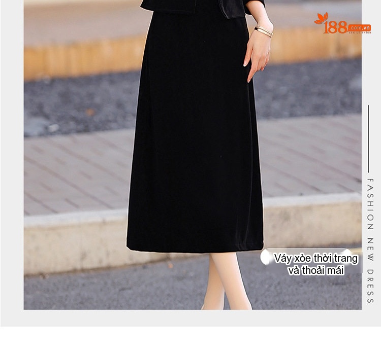 Đầm Trung Niên Dáng Dài Tay Dài Kèm Áo Gile Gấm Thêu Họa Tiết Phong Cách Retro Màu Đen chi tiết 5