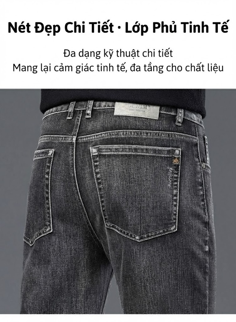 Quần Dài Nam Ống Đứng Lưng Cao Co Giãn Thoải Mái Kiểu Trung Niên Màu Xám Đen, Xanh Dương chi tiết 23