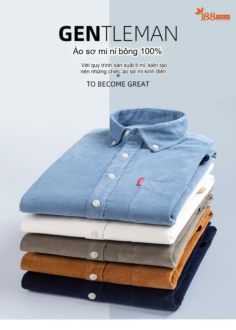 Áo Sơ Mi Dài Tay Nam Cotton Gân Nhỏ Dáng Ôm Thời Trang Công Sở Màu Xám, Trắng, Xanh Navy, Xanh Da Trời, Nâu... chi tiết 1