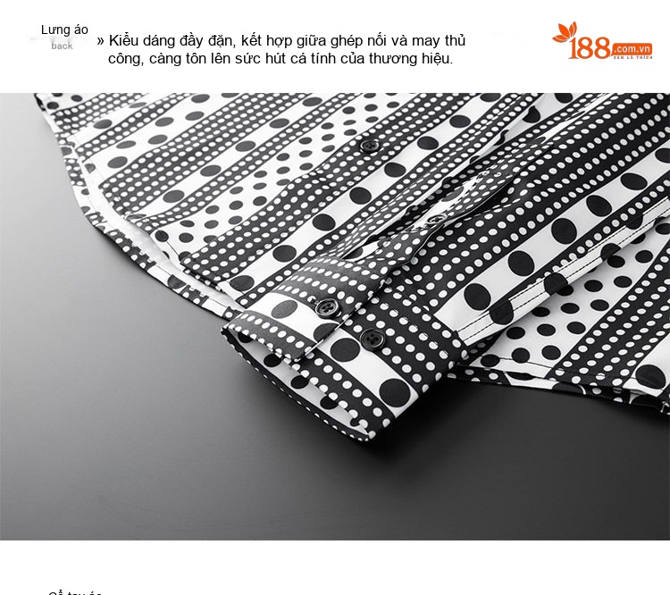 Áo Sơ Mi Nam Dài Tay In Họa Tiết Chấm Bi Chống Nhăn Màu Đen, Trắng chi tiết 11