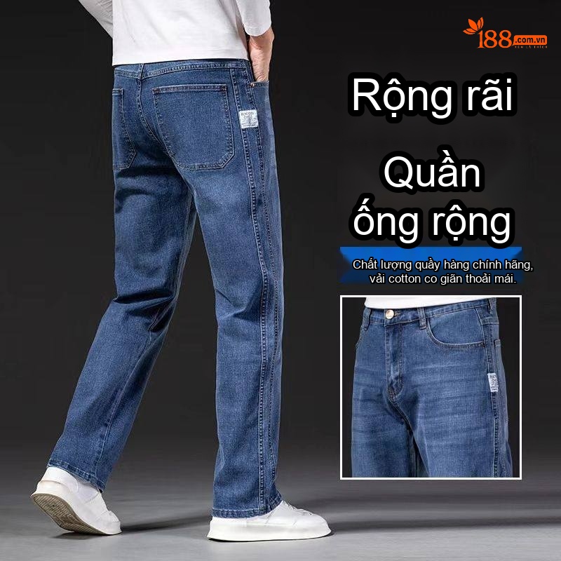 Quần Jean Nam Ống Suông Rộng Co Giãn Thoải Mái