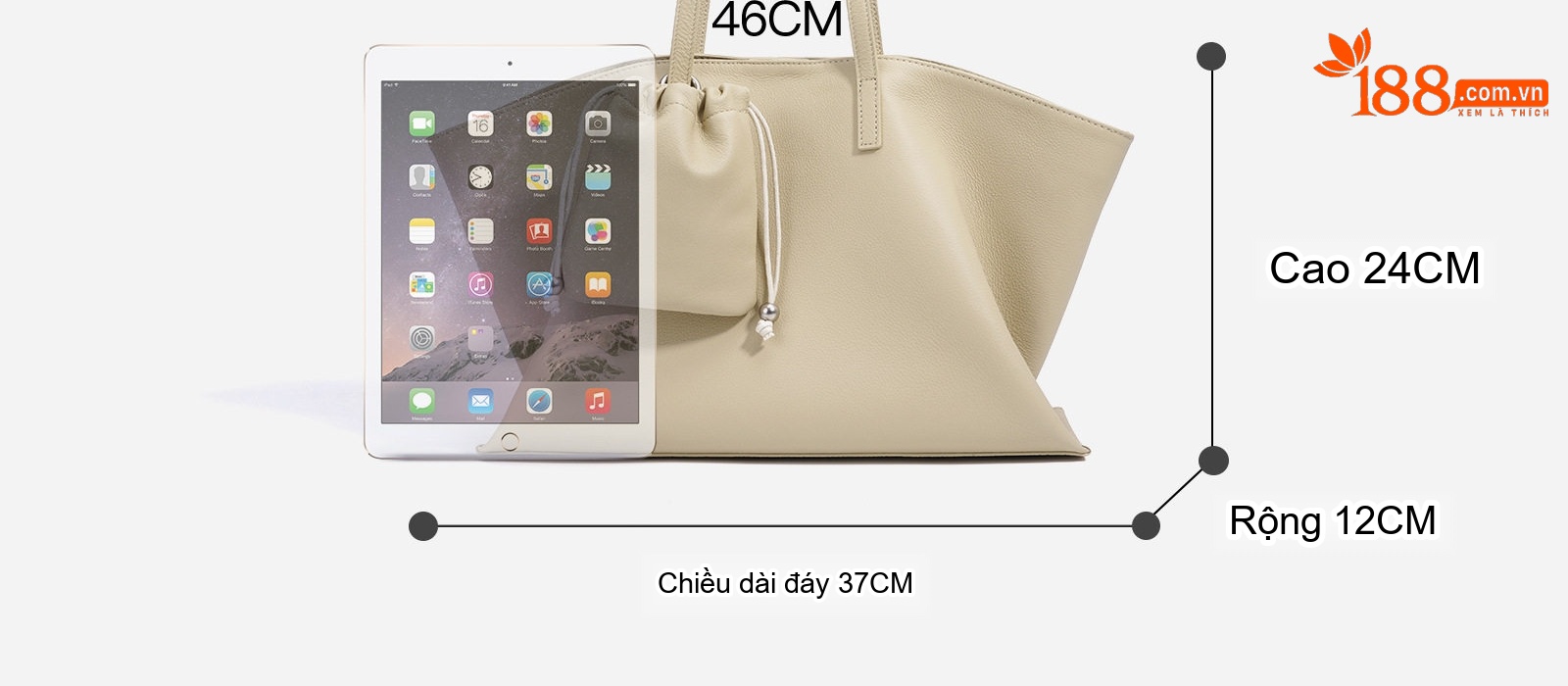 Túi Tote Nữ Da Thật Phong Cách Hàn Quốc Sức Chứa Lớn Màu Kem, Xám