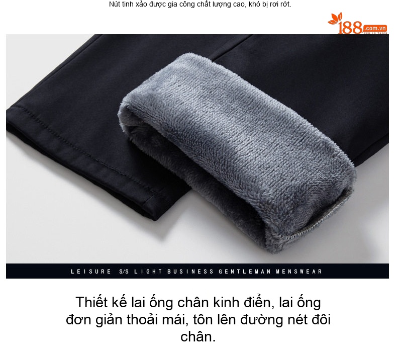 Quần Âu Nam Dáng Ôm Lót Lông Dày Dặn Phong Cách Công Sở Màu Đen, Xanh Navy, Nâu chi tiết 24
