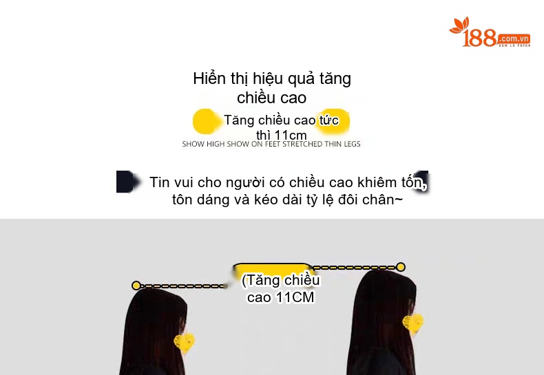 Giày Thể Thao Nữ Đế Dày Chiều Cao Đế 8cm Thoáng Khí Màu Đen, Trắng chi tiết 4