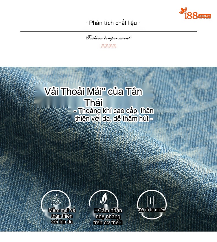 Set Bộ Quần Áo Nữ In Họa Tiết Quần Ống Rộng Phong Cách Thời Trang Màu Xanh Denim chi tiết 7