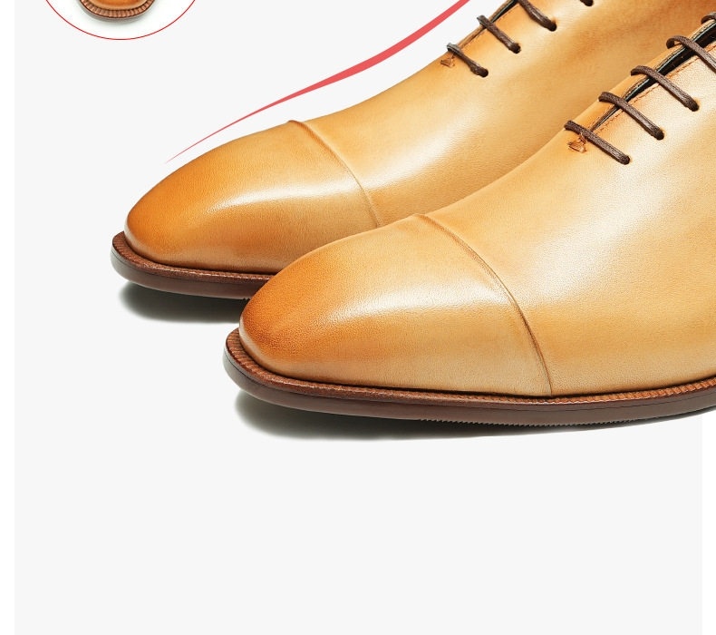 Giày Tây Oxford Nam Da Bò Thật Chiều Cao Đế Khoảng 3cm Màu Nâu Vàng, Đen chi tiết 6