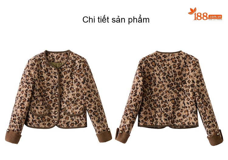 Áo Khoác Phao Nữ Họa Tiết Da Báo Dáng Ngắn Phong Cách Pháp Cổ Điển Giữ Ấm chi tiết 26