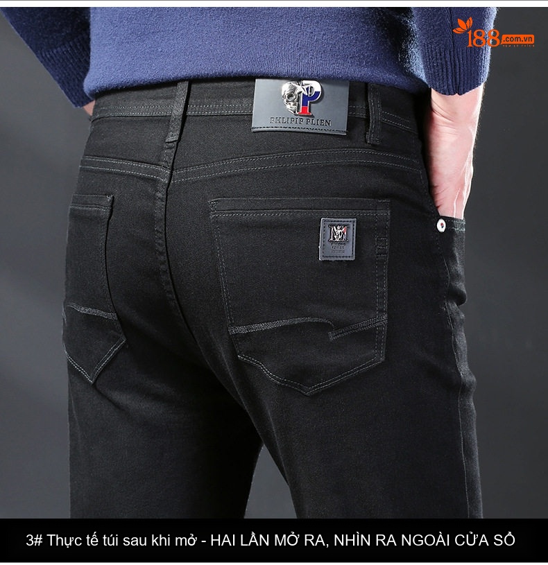 Quần Jean Dài Nam Cotton Co Giãn Dáng Ôm Màu Trắng, Đen chi tiết 25