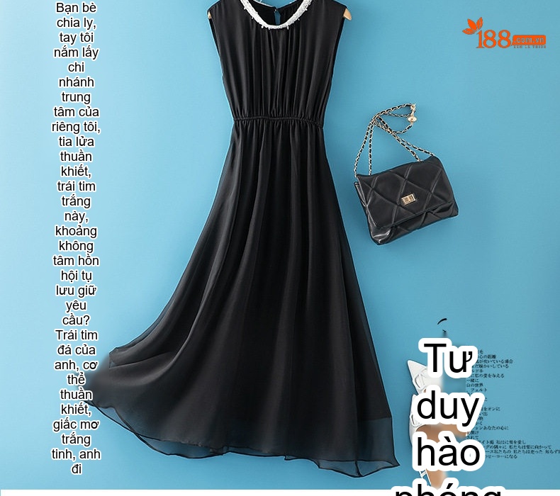 Váy Lụa Tơ Tằm Nữ Công Sở Cổ Điển Màu Đen chi tiết 8