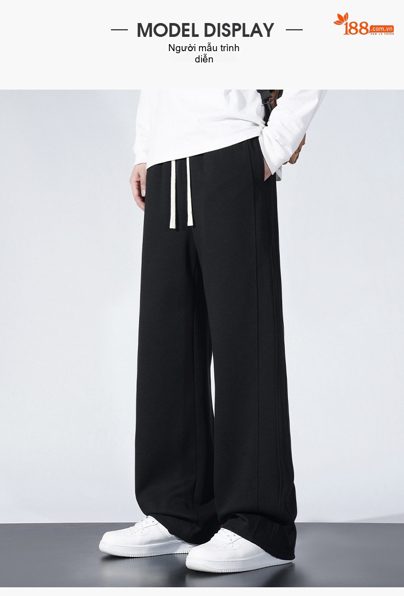 Quần dài nam ống rộng thẳng đứng dáng thể thao chất liệu cotton chi tiết 11