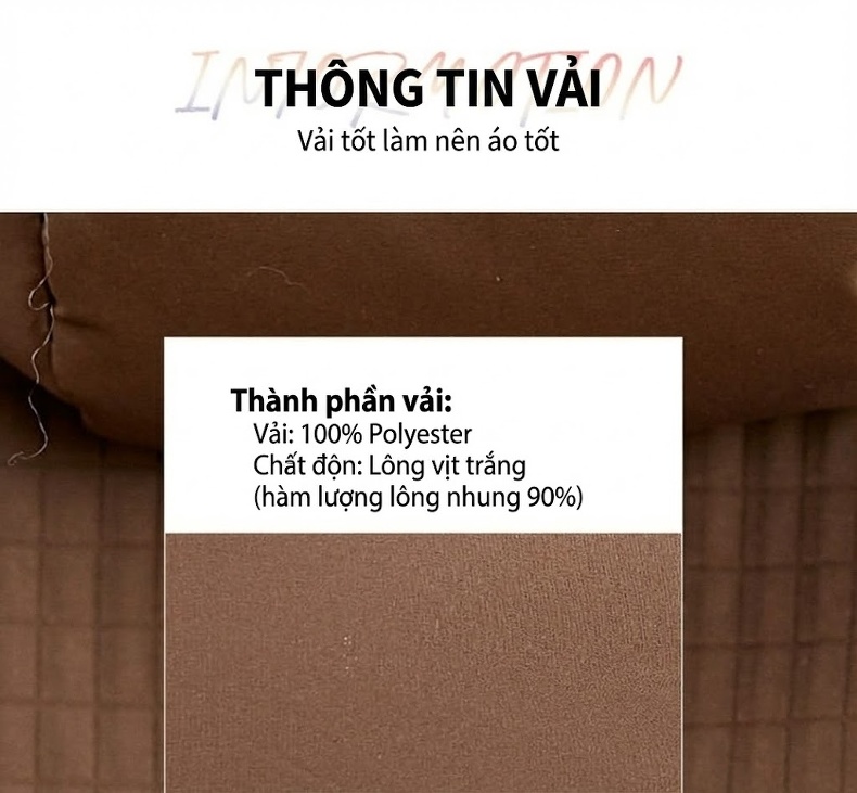Áo Phao Nữ Ngắn Tay Phồng 90% Lông Vịt Trắng Dáng Hàn Quốc Giữ Ấm Màu Nâu, Đen, Xanh Bạc Hà chi tiết 10