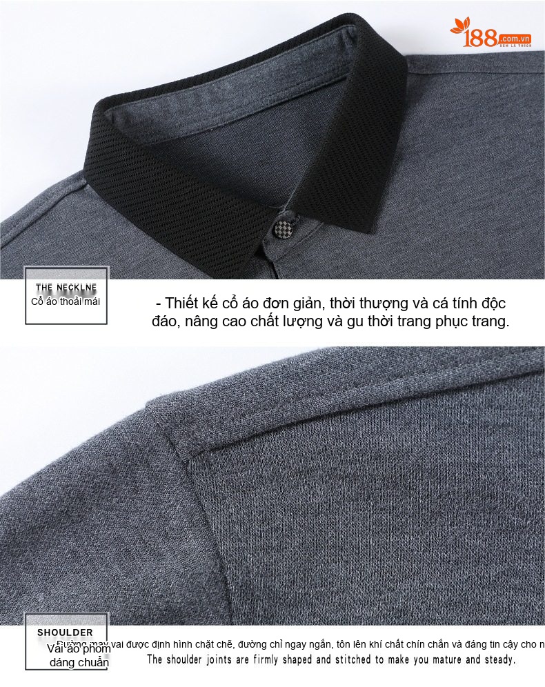 Áo Thun Polo Nam Tay Dài Cashmere Cổ Bẻ Phong Cách Doanh Nhân Màu Đen, Xám, Xanh Navy chi tiết 30