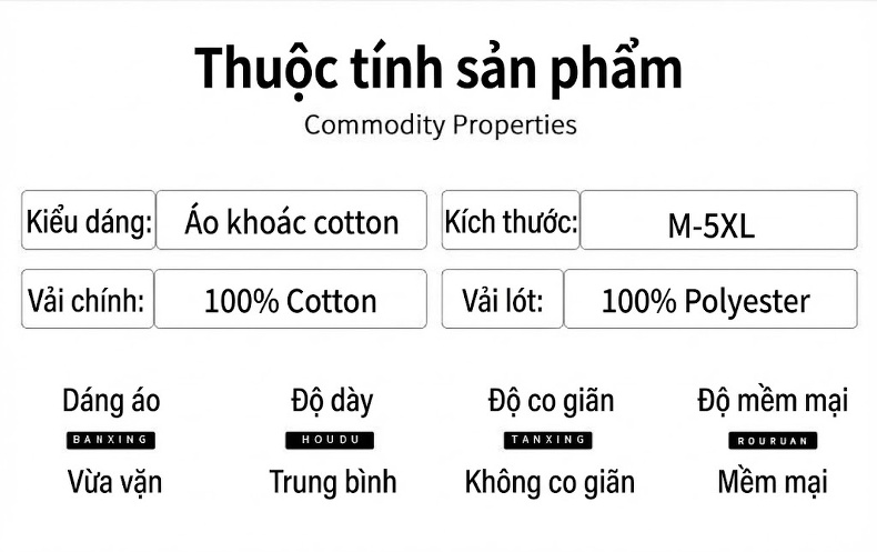 Áo Khoác Có Mũ Nam Cotton Dáng Vừa Vặn Màu Be, Đen, Xanh Rêu, Nâu chi tiết 2