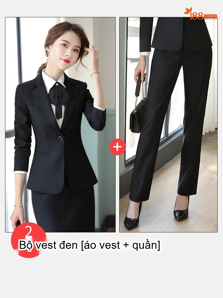 Bộ Vest Công Sở Nữ Quần/Chân Váy Áo Vest Thiết Kế Thời Trang Màu Xám, Đen